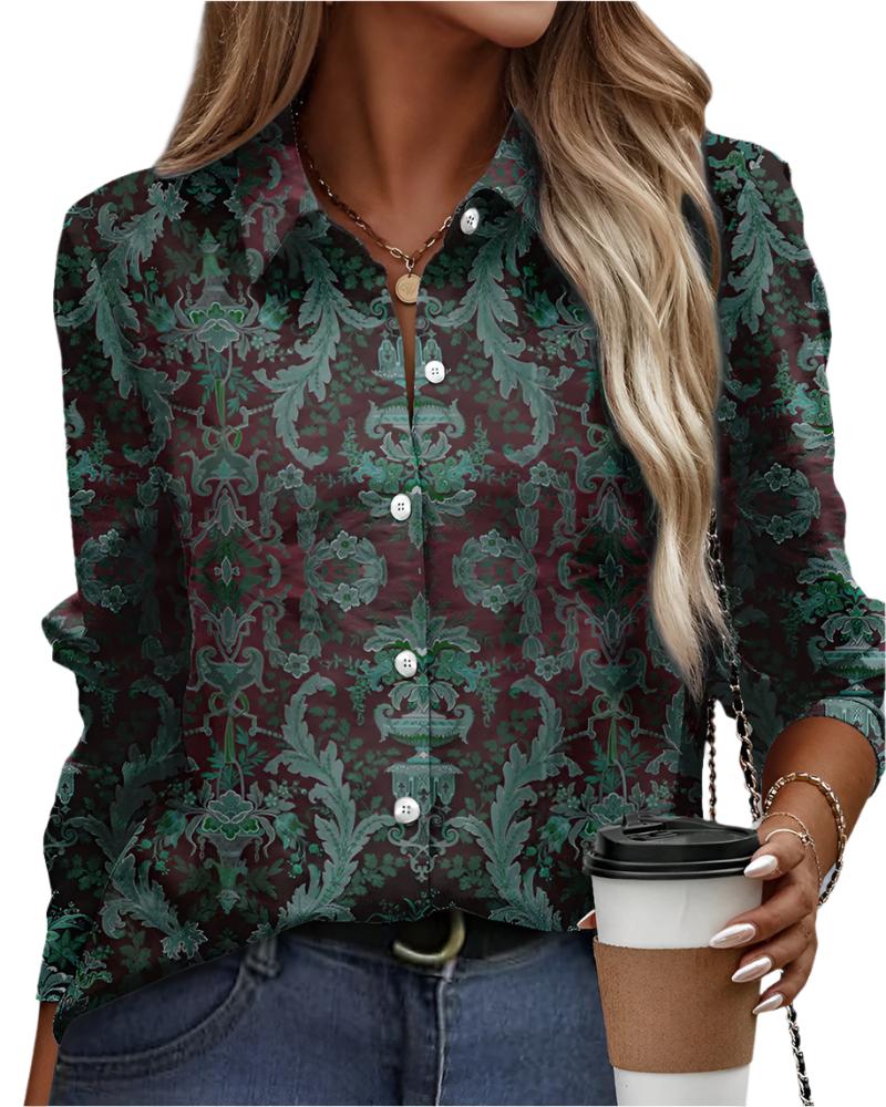 Maelis | Women’s polo blouse with abstract print and straight fit