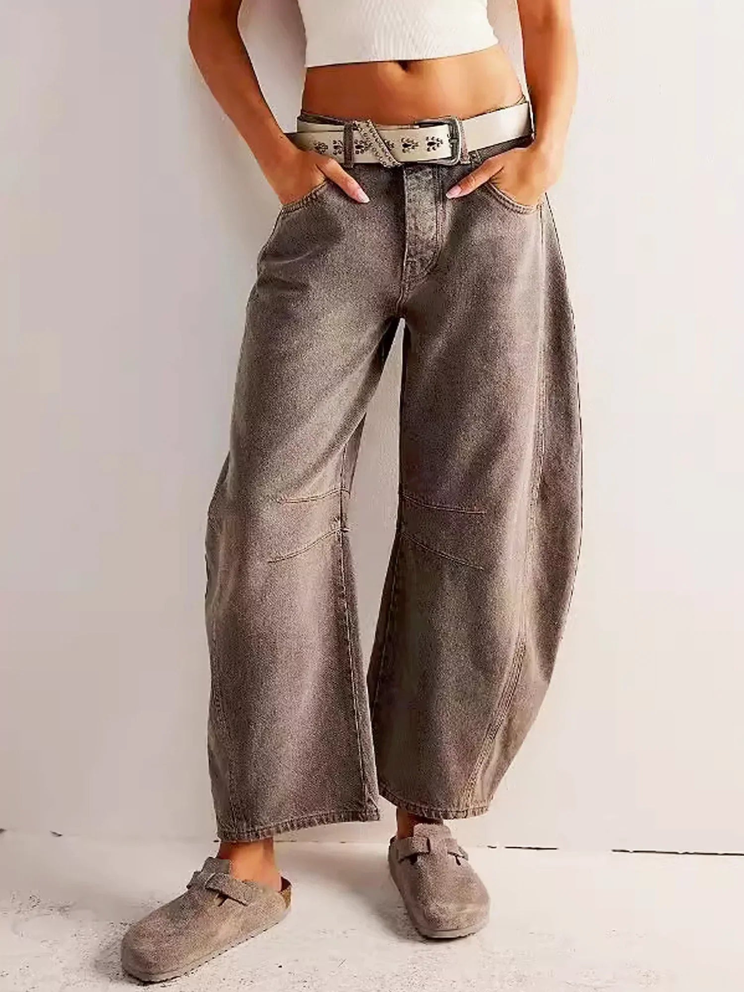 Leilani | Baggy print barrel jeans