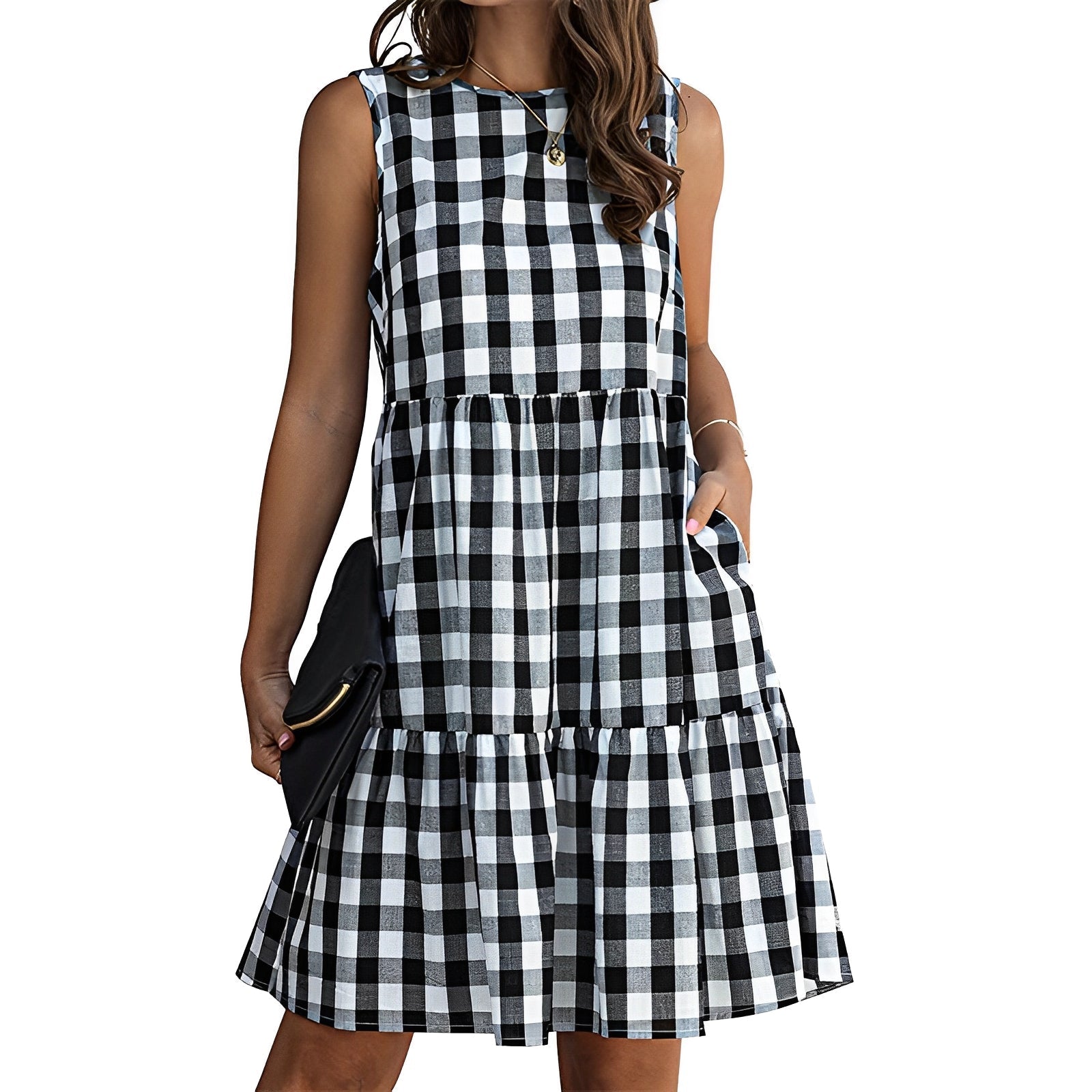 Zoey | Women’s summer dress with vichy check pattern and flared skirt