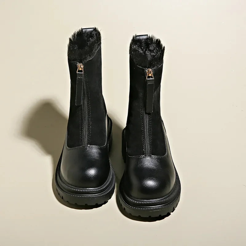 Berlin | Mid-cut fur plain boots