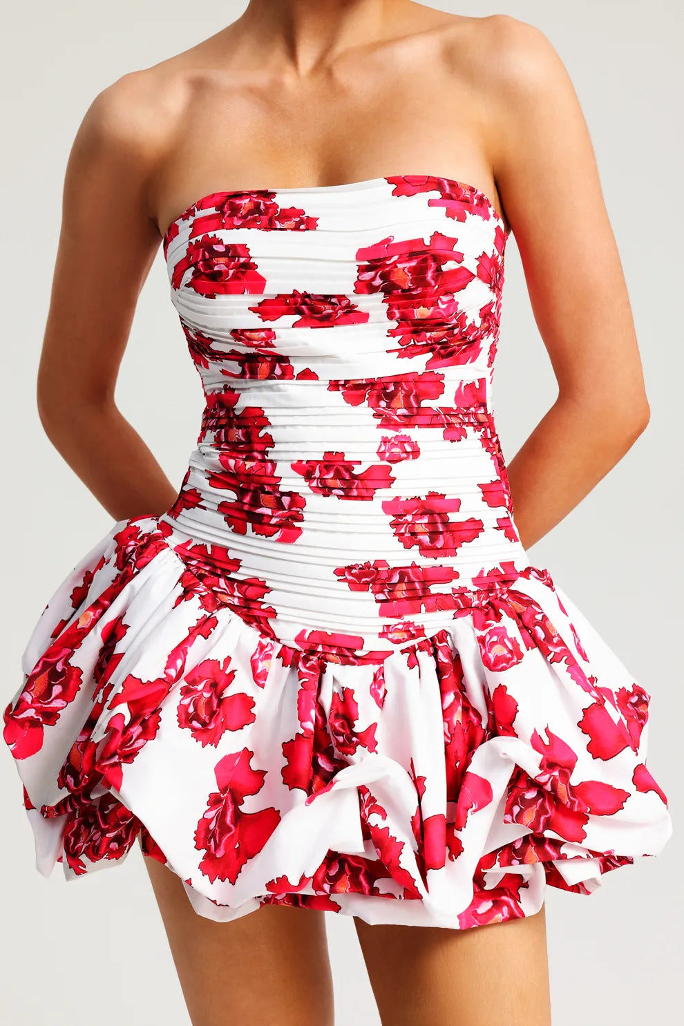 Lala | Women’s strapless floral mini dress with fitted silhouette