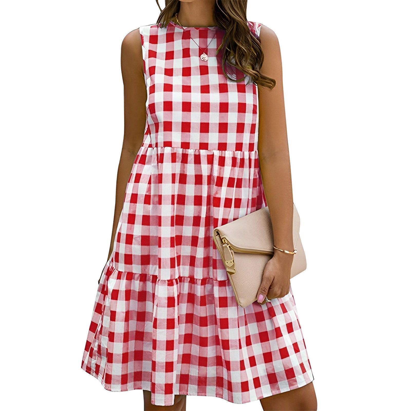 Zoey | Women’s summer dress with vichy check pattern and flared skirt