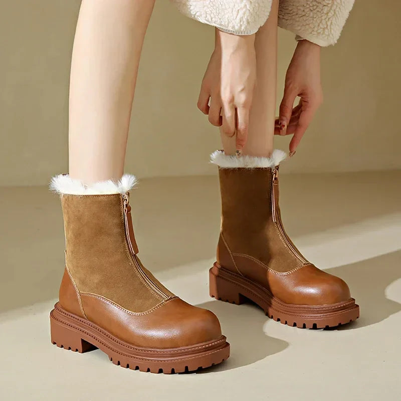 Berlin | Mid-cut fur plain boots
