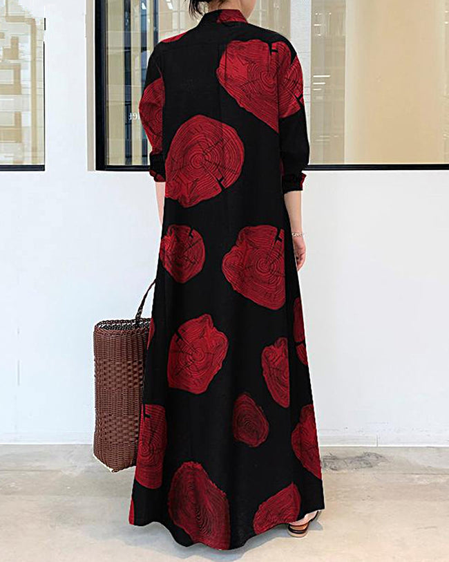 Alex | Women’s maxi dress with long sleeves and color-contrast detail
