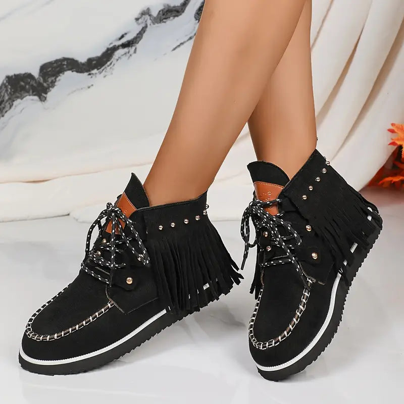 Alba | Casual lace-up tassel boots