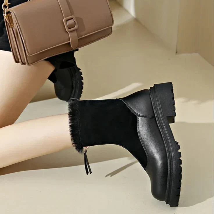 Berlin | Mid-cut fur plain boots