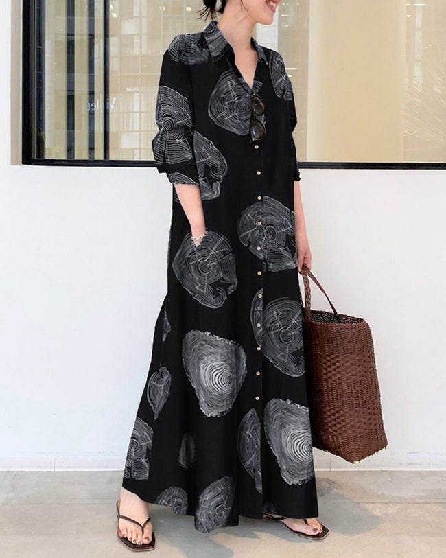 Alex | Women’s maxi dress with long sleeves and color-contrast detail