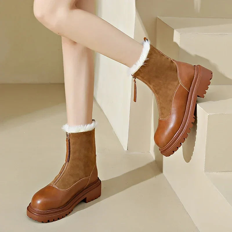 Berlin | Mid-cut fur plain boots