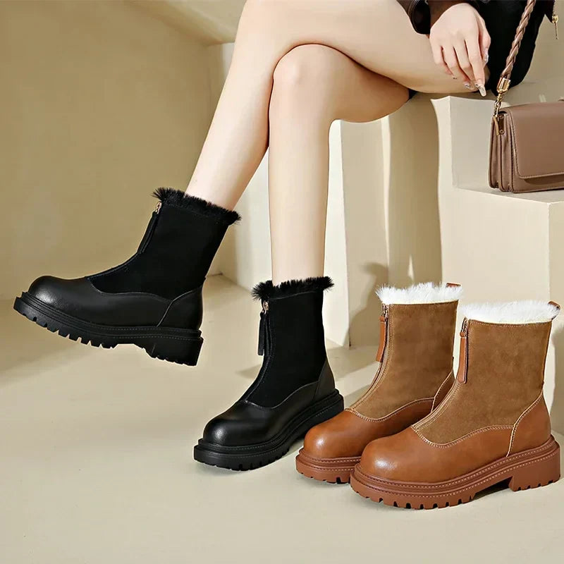 Berlin | Mid-cut fur plain boots