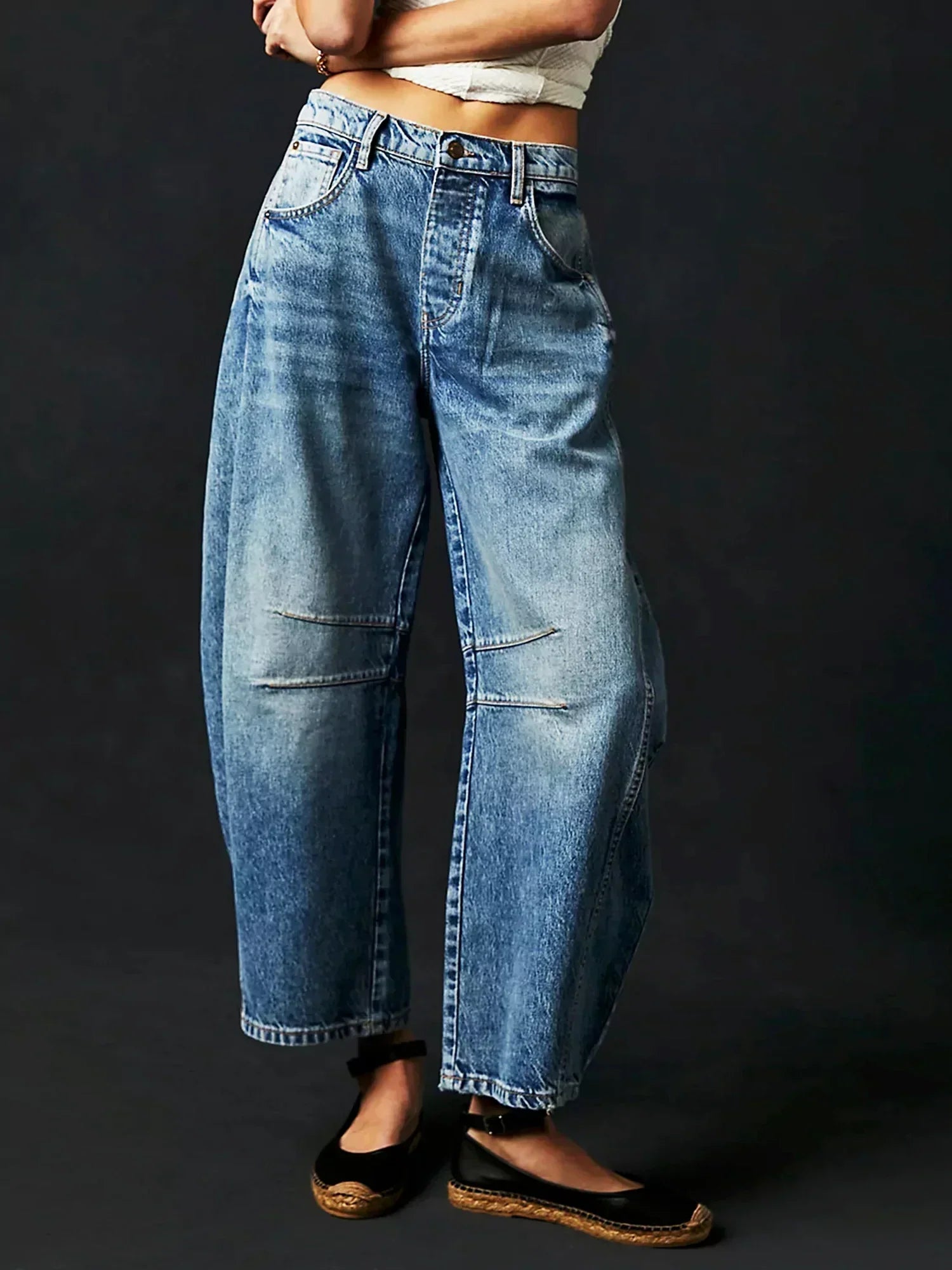 Leilani | Baggy print barrel jeans