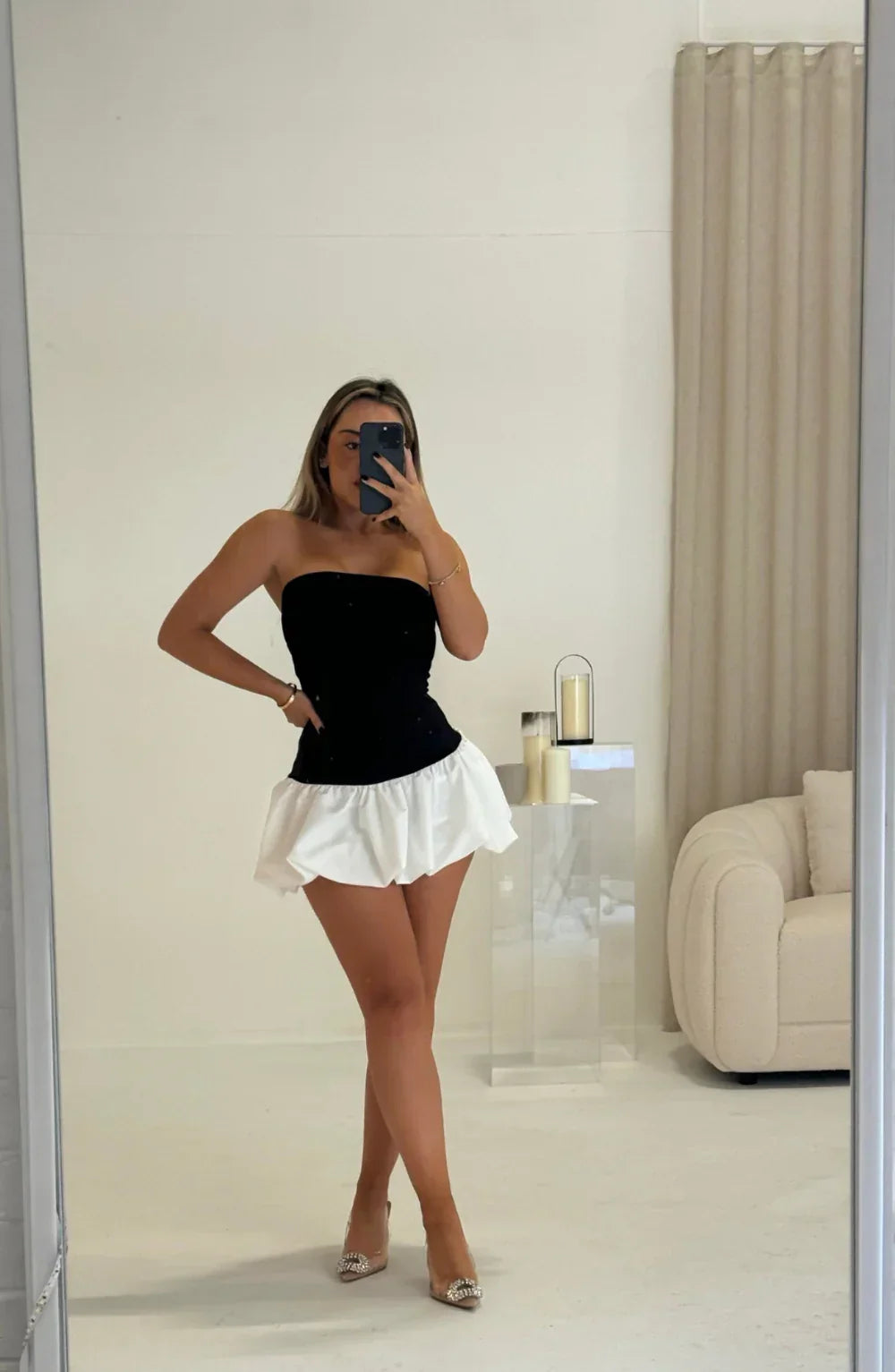 Mandi | Women’s strapless mini dress with bubble hem
