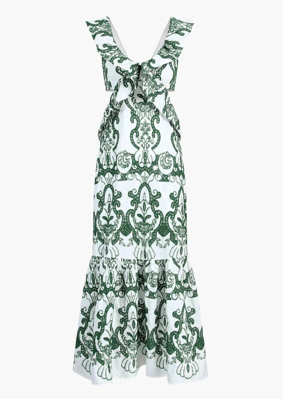 Eden | Women’s ruffled trims maxi dress with open back