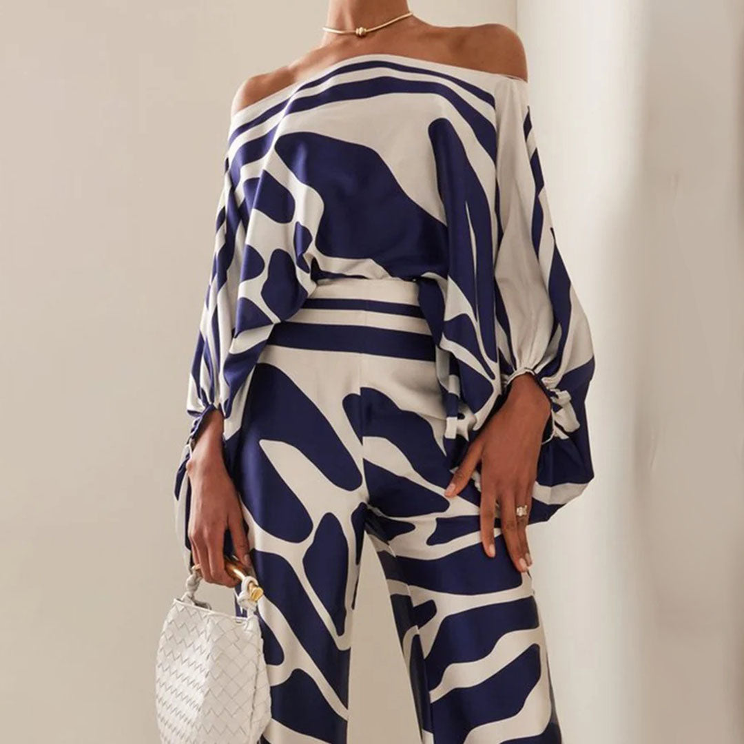 Arlise | Two-piece set with lantern sleeves and wide-leg trousers