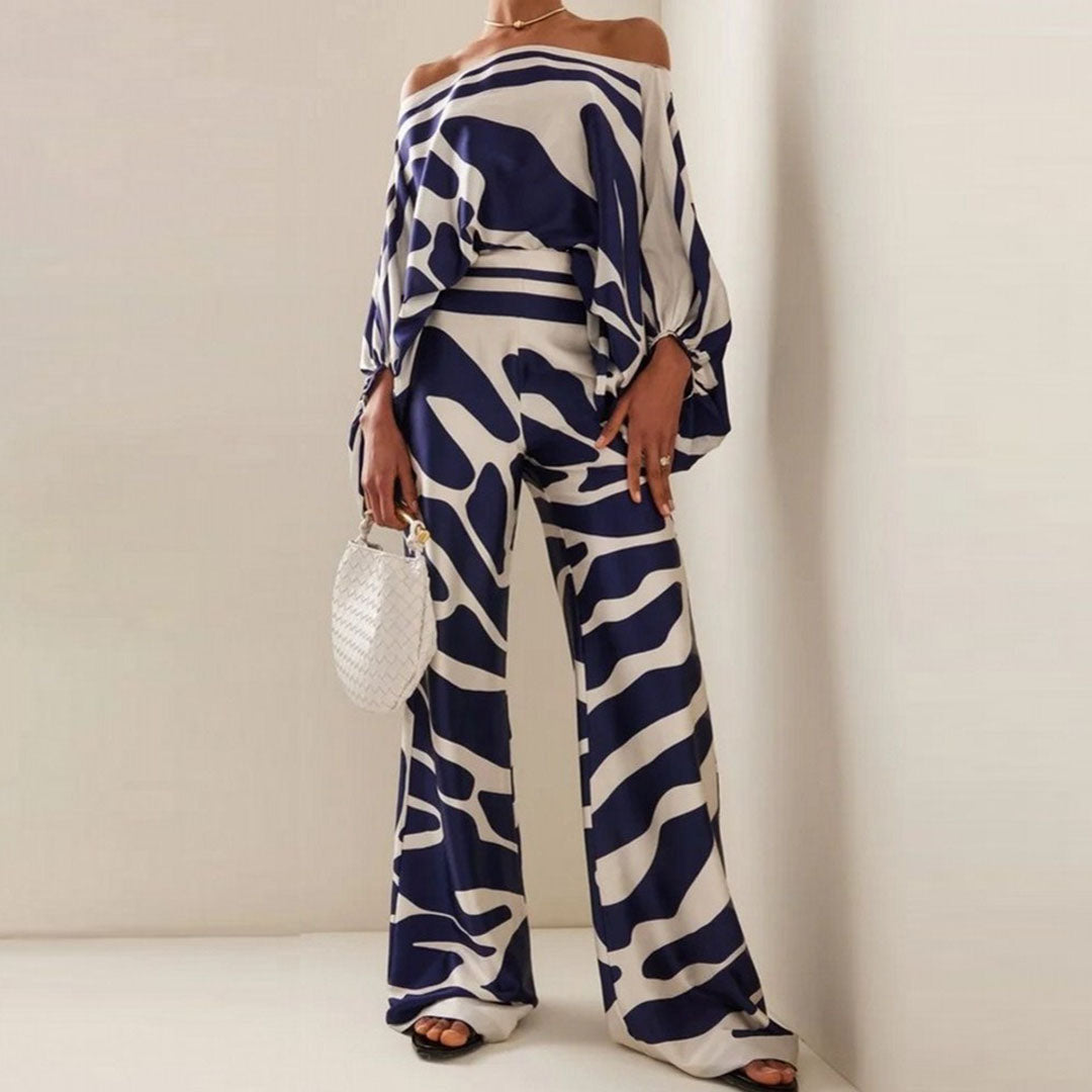 Arlise | Two-piece set with lantern sleeves and wide-leg trousers
