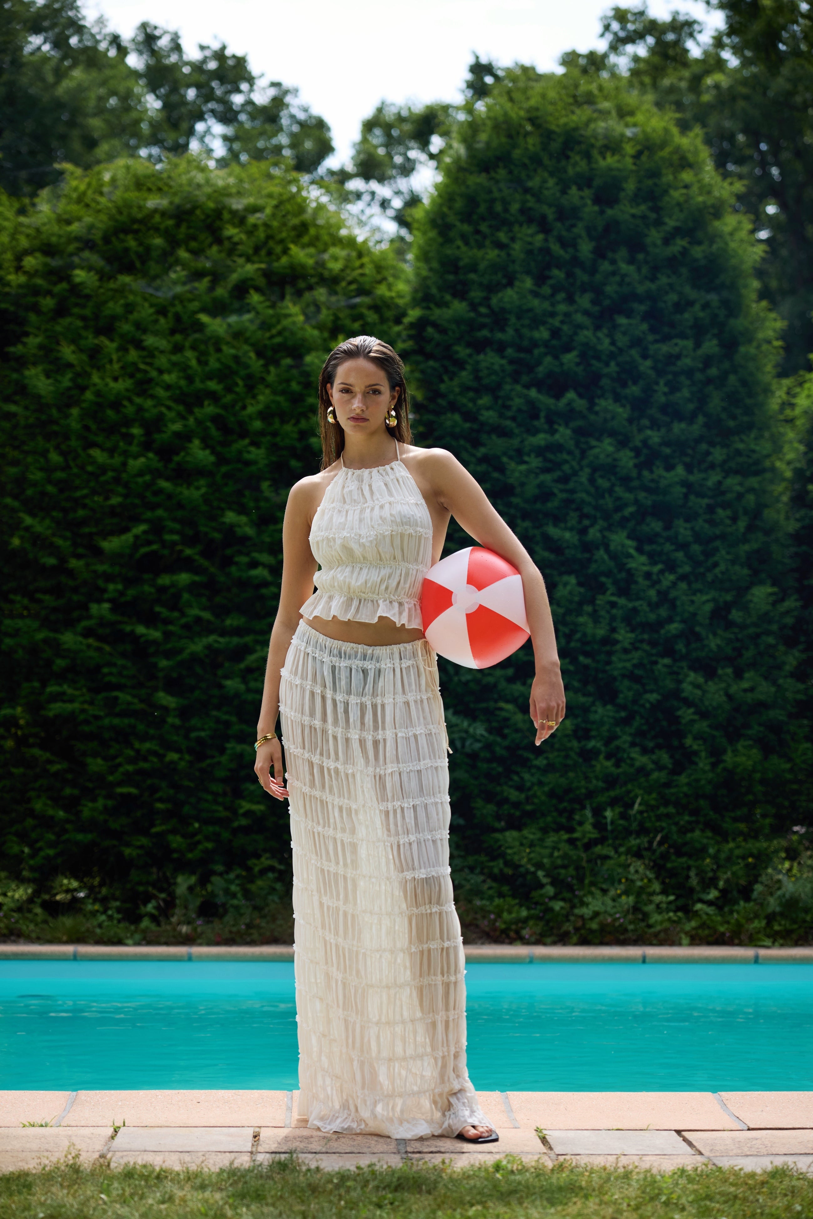 Tracy | Women’s bohemian backless set with ruffle detail and flowing silhouette