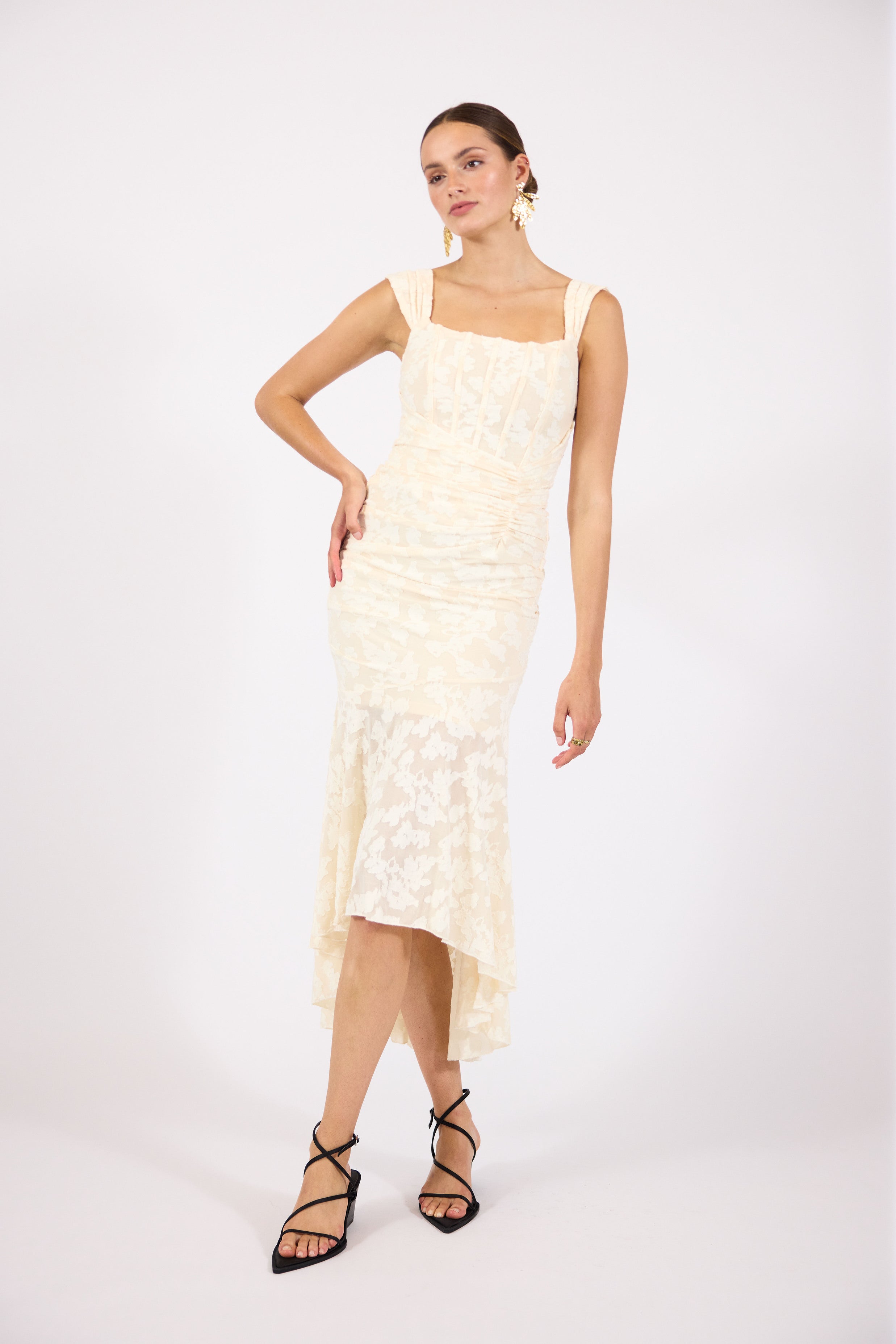 Faith | Women’s sleeveless maxi dress with square neckline and floral pattern
