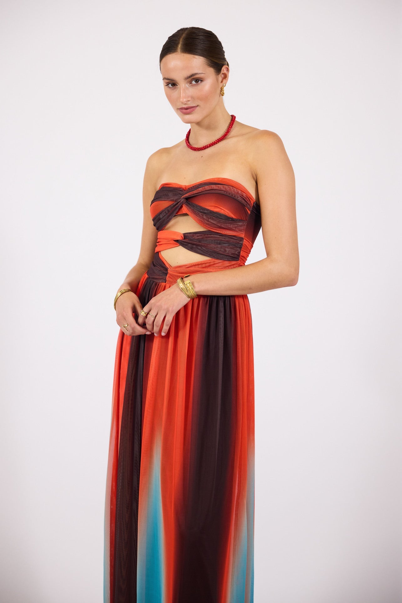 Imogen | Women’s strapless maxi dress with cutout bodice and gradient design