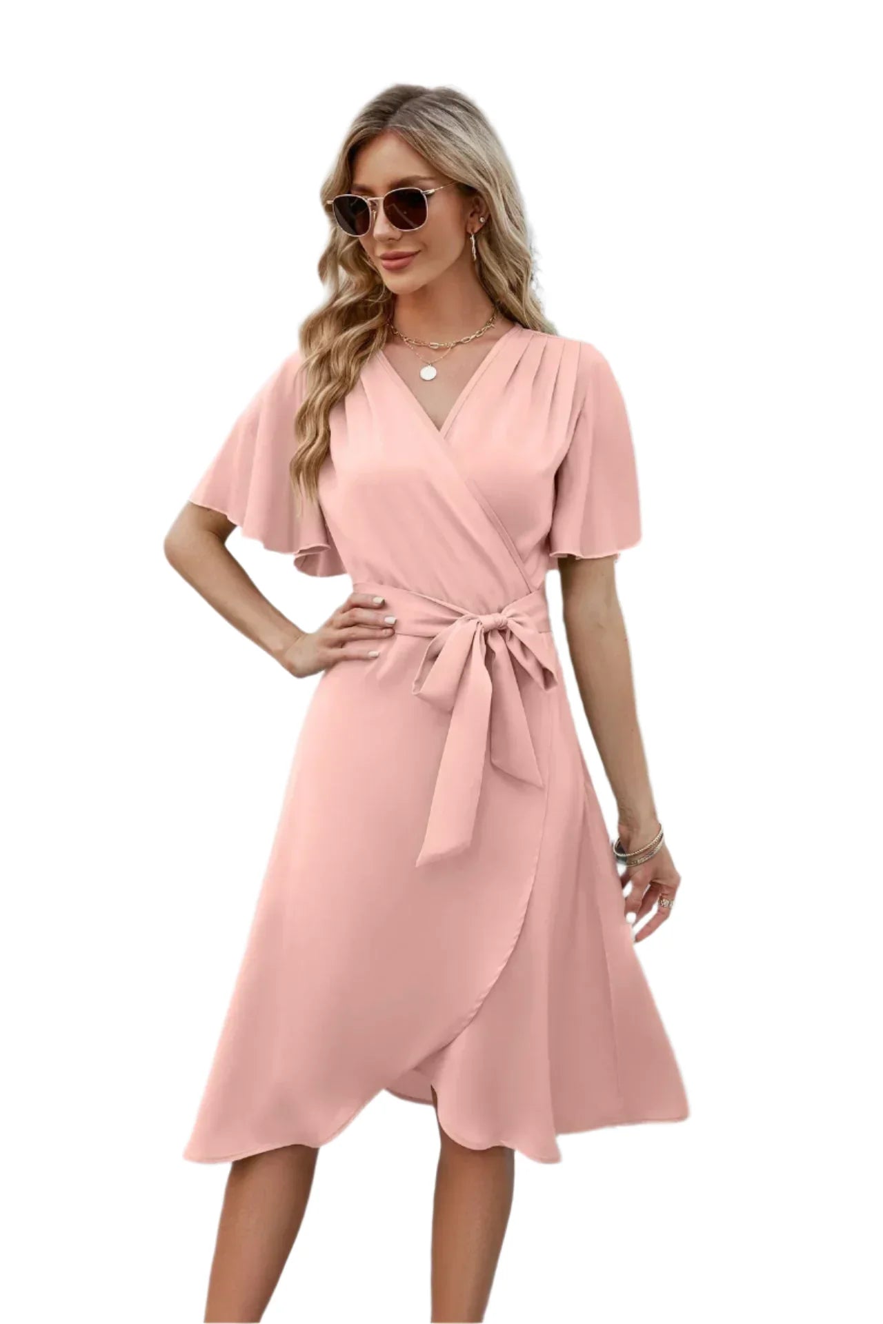 Alirra | Women's midi dress with flowing silhouette and v-neckline