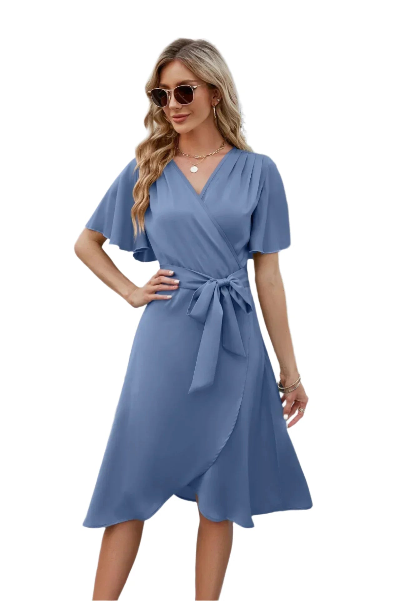 Alirra | Women's midi dress with flowing silhouette and v-neckline