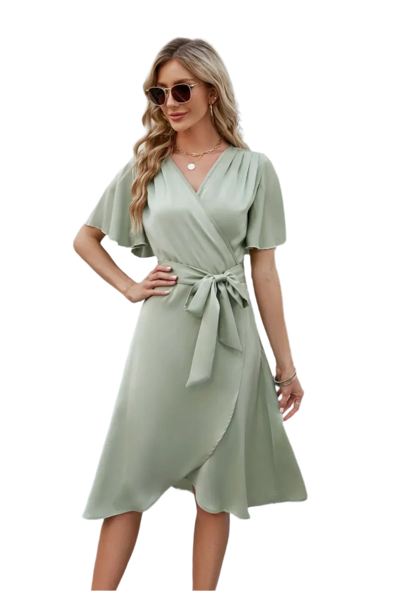 Alirra | Women's midi dress with flowing silhouette and v-neckline