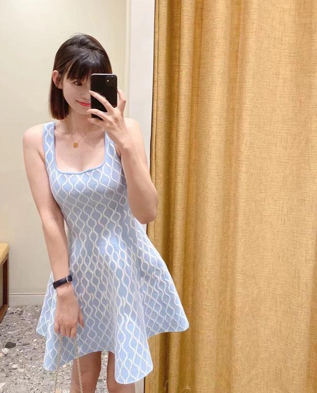 Marisa | Women’s knit mini dress with contrast pattern and sleeveless cut