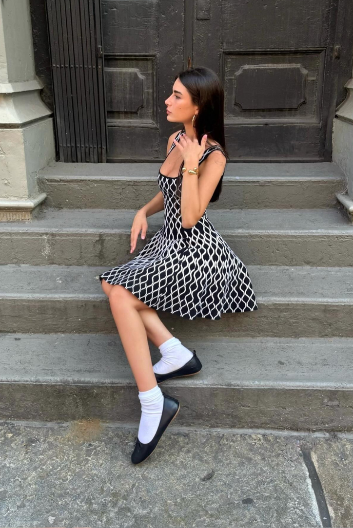 Marisa | Women’s knit mini dress with contrast pattern and sleeveless cut