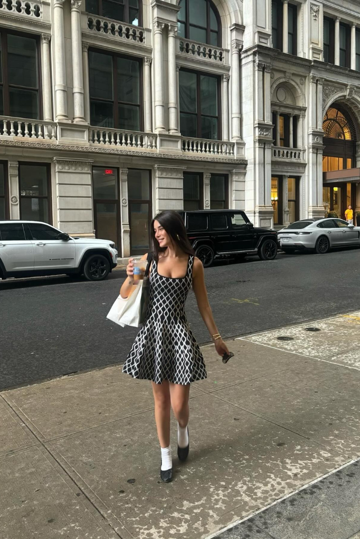 Marisa | Women’s knit mini dress with contrast pattern and sleeveless cut