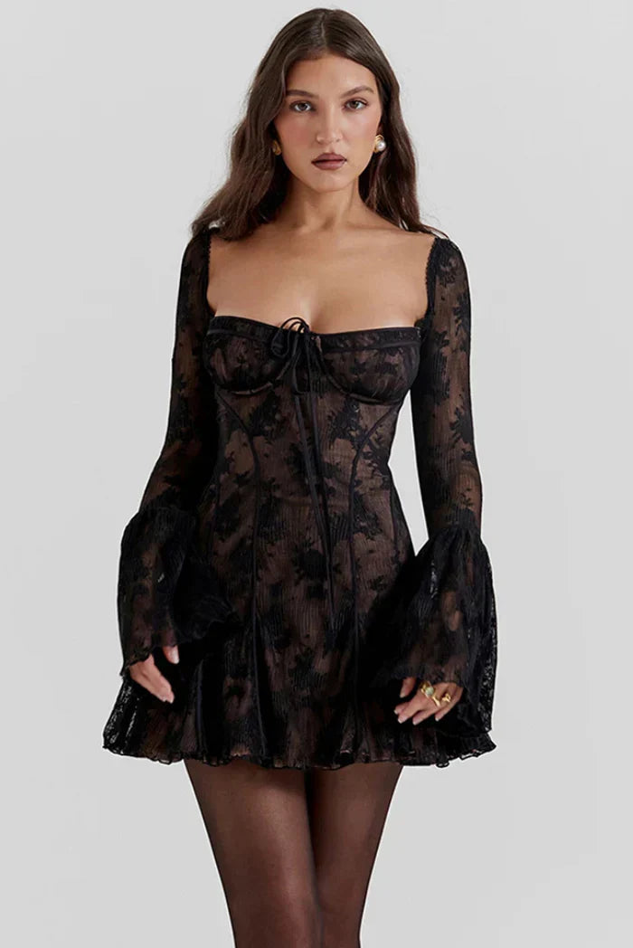 Mael | Women’s long sleeved lace mini dress