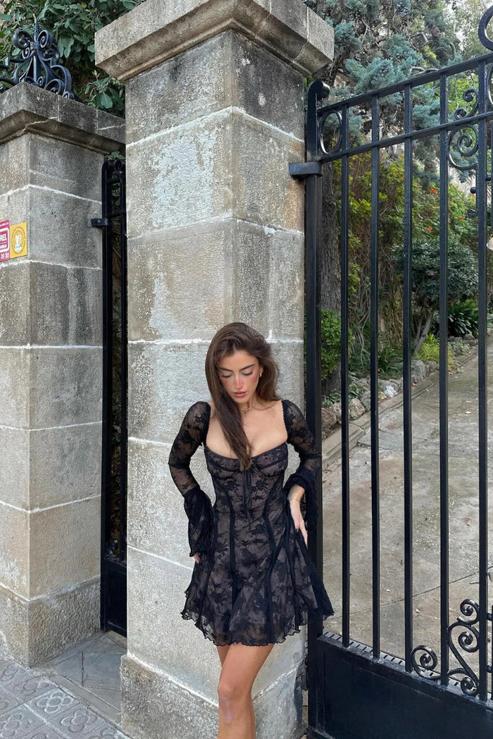 Mael | Women’s long sleeved lace mini dress