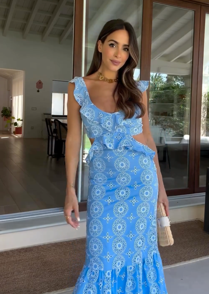 Dianella | Women’s ruffled maxi dress with open back