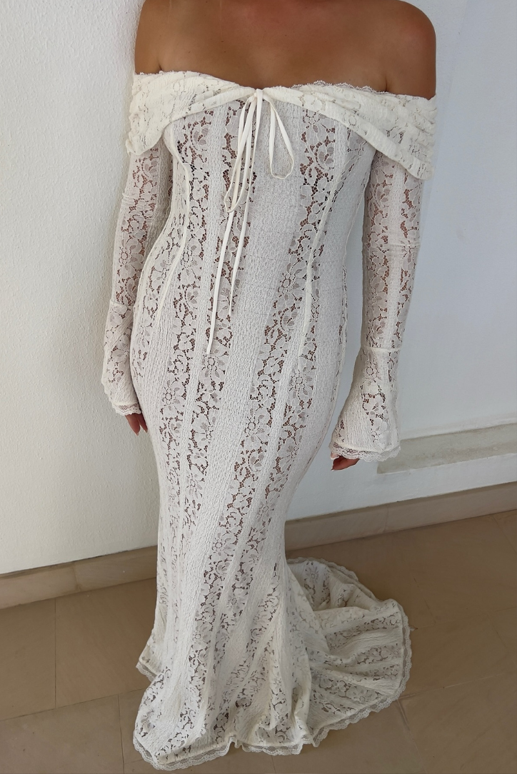 Rose | Women’s lace maxi dress with off-shoulder detail