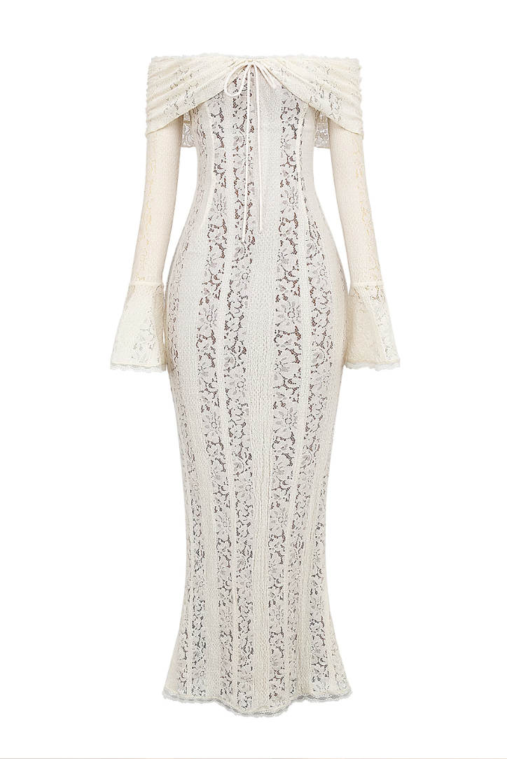 Rose | Women’s lace maxi dress with off-shoulder detail
