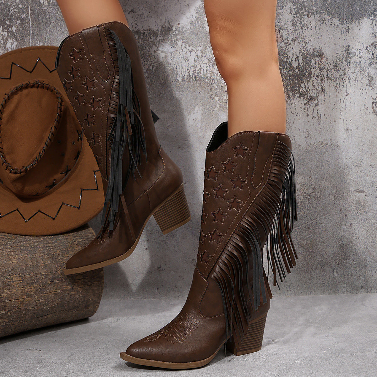 Ces | Women’s mid-high boots with western detail and block heel