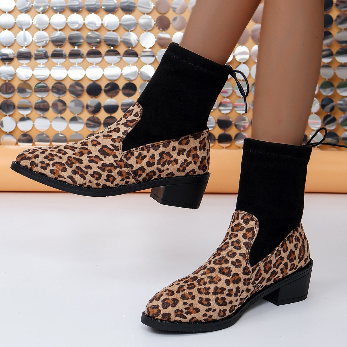 Avelina | Boots with leopard print and block heel