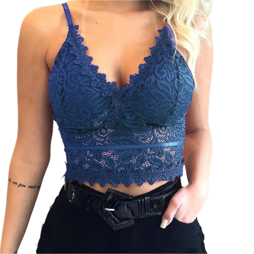 Matilda | Mesh sleeveless crop top with v-neck for women