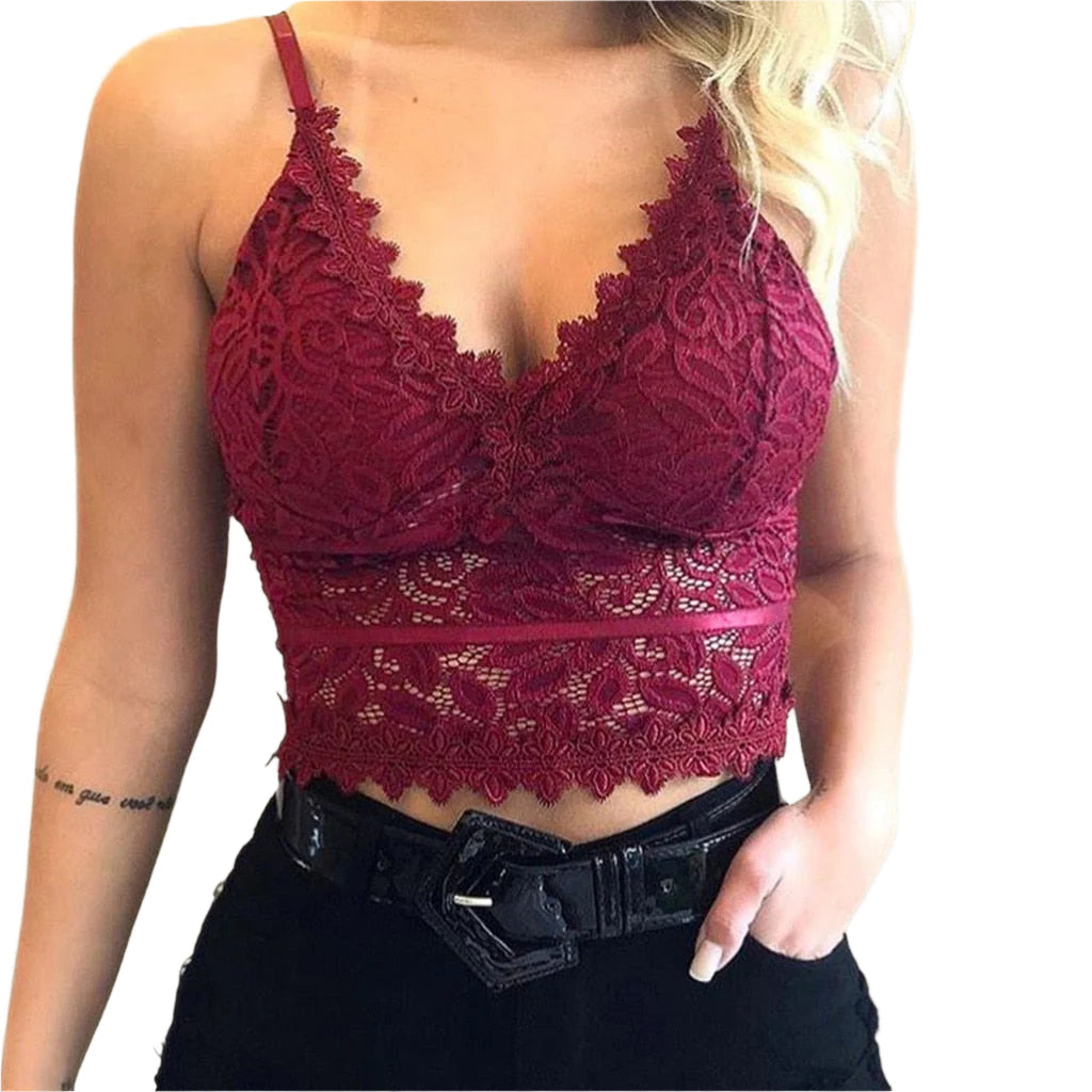 Matilda | Mesh sleeveless crop top with v-neck for women