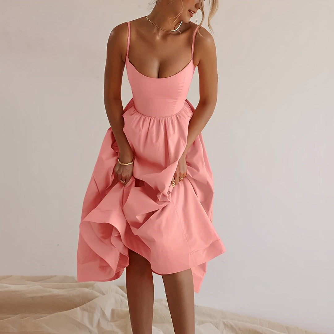 Marie | Women’s summer dress with spaghetti straps and ruched detailing
