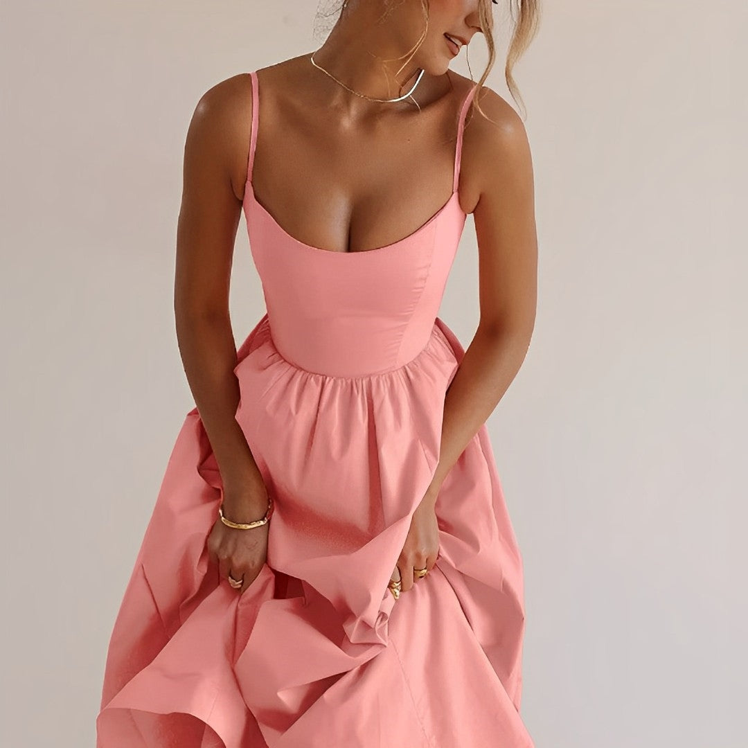 Marie | Women’s summer dress with spaghetti straps and ruched detailing