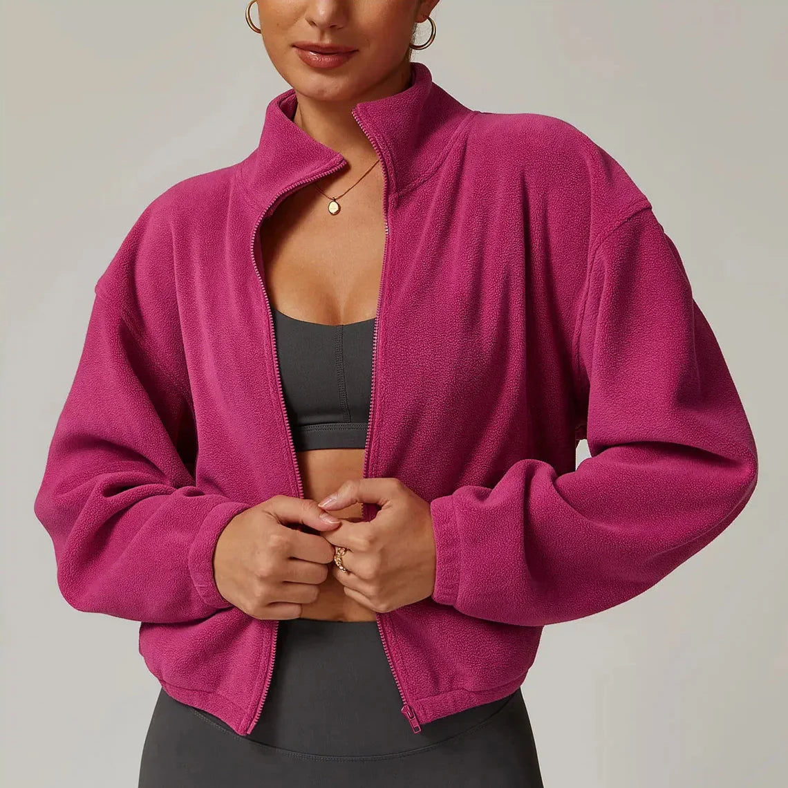Belan | Women’s fleece jacket with stand collar and full-zip closure