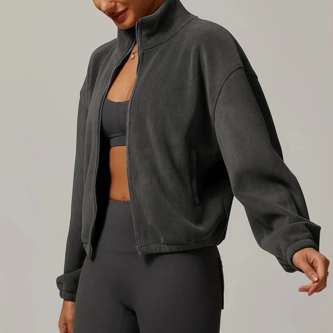 Belan | Women’s fleece jacket with stand collar and full-zip closure