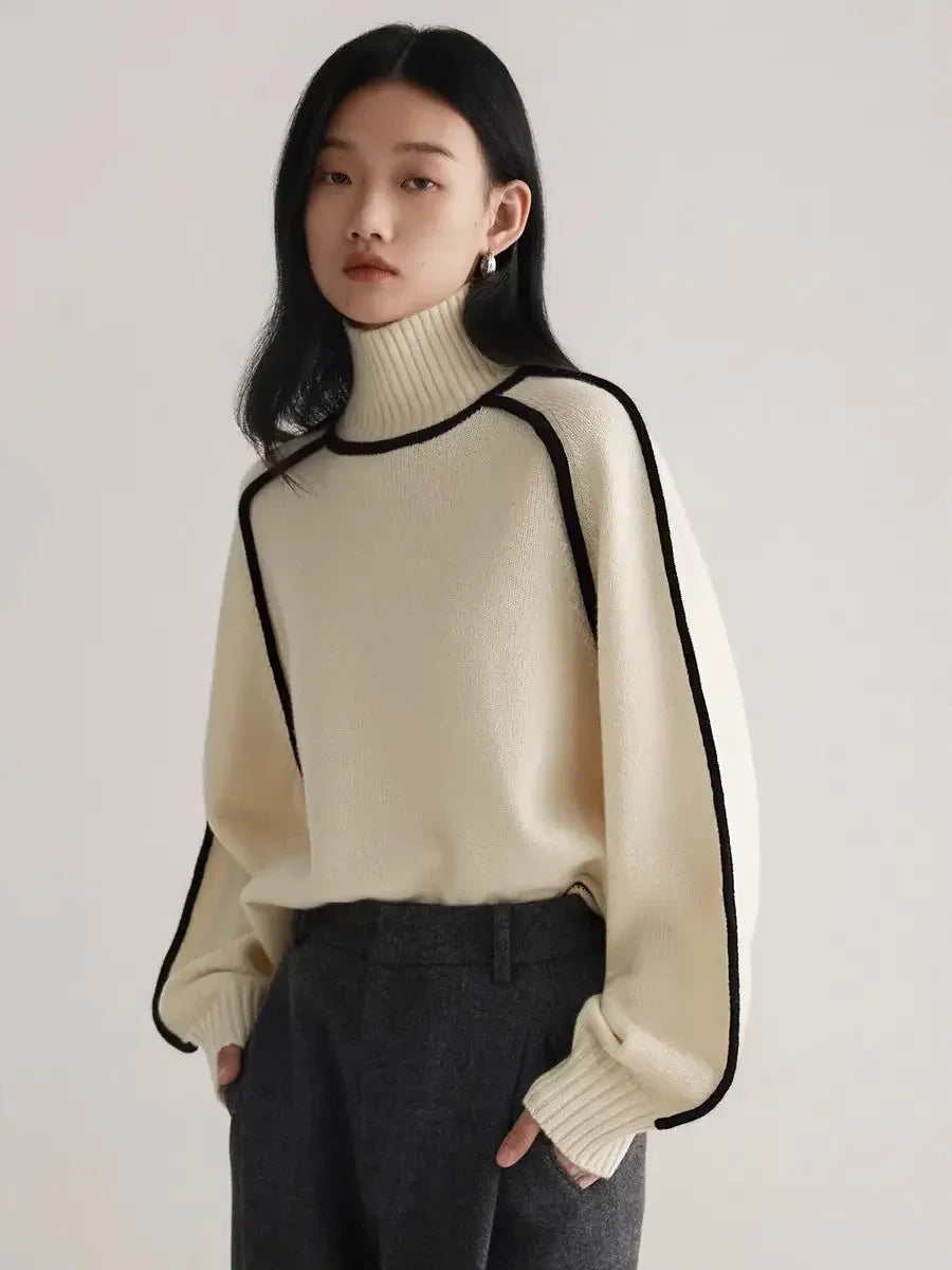 Elano | Turtleneck sweater with contrasting seams
