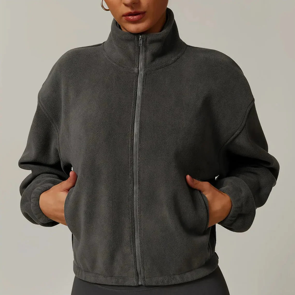 Belan | Women’s fleece jacket with stand collar and full-zip closure