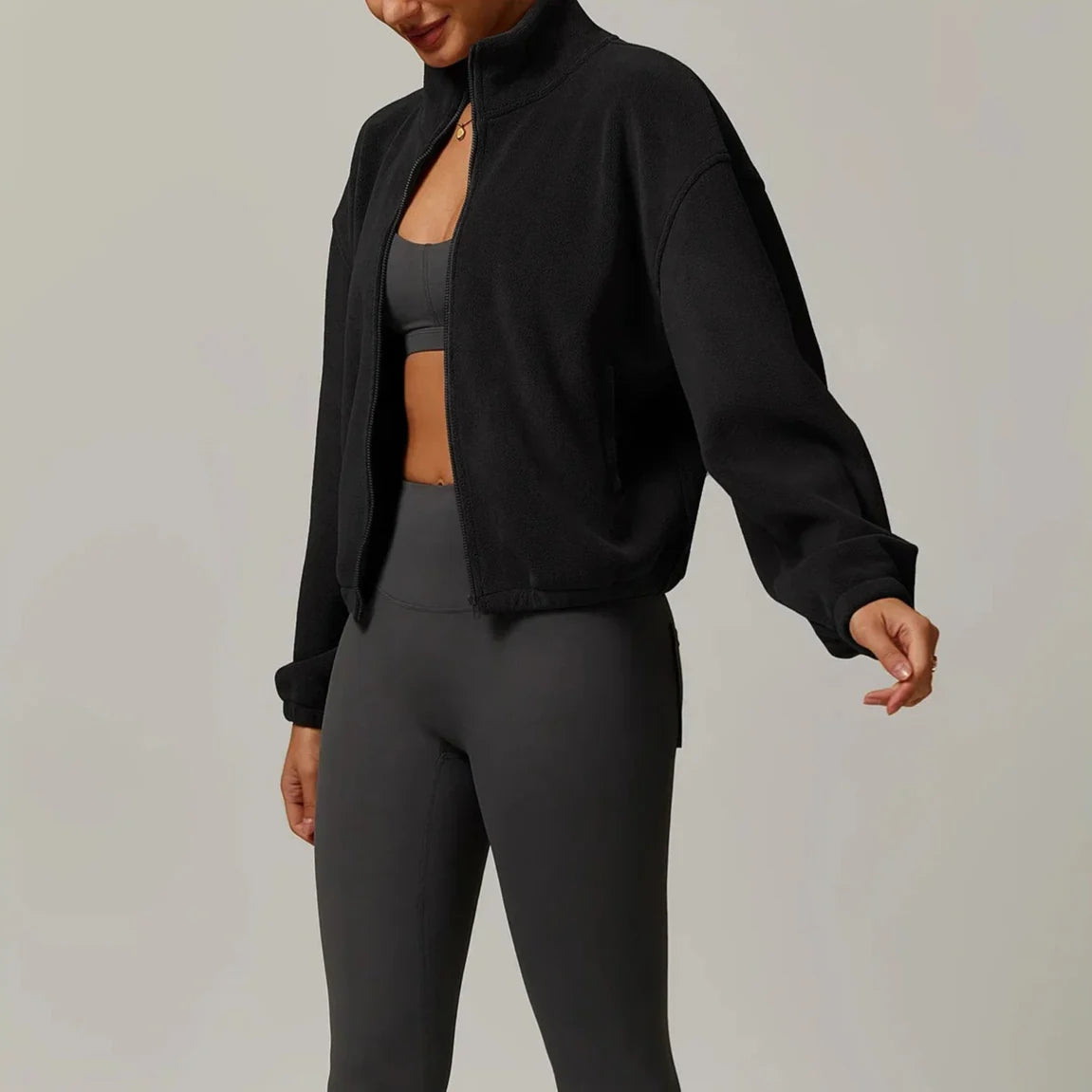 Belan | Women’s fleece jacket with stand collar and full-zip closure