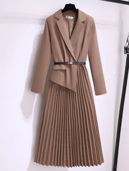 Rory | Pleated belted blazer dress