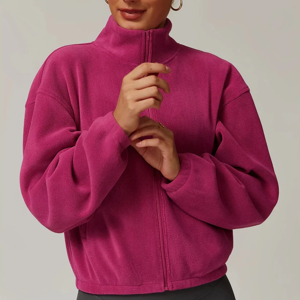 Belan | Women’s fleece jacket with stand collar and full-zip closure