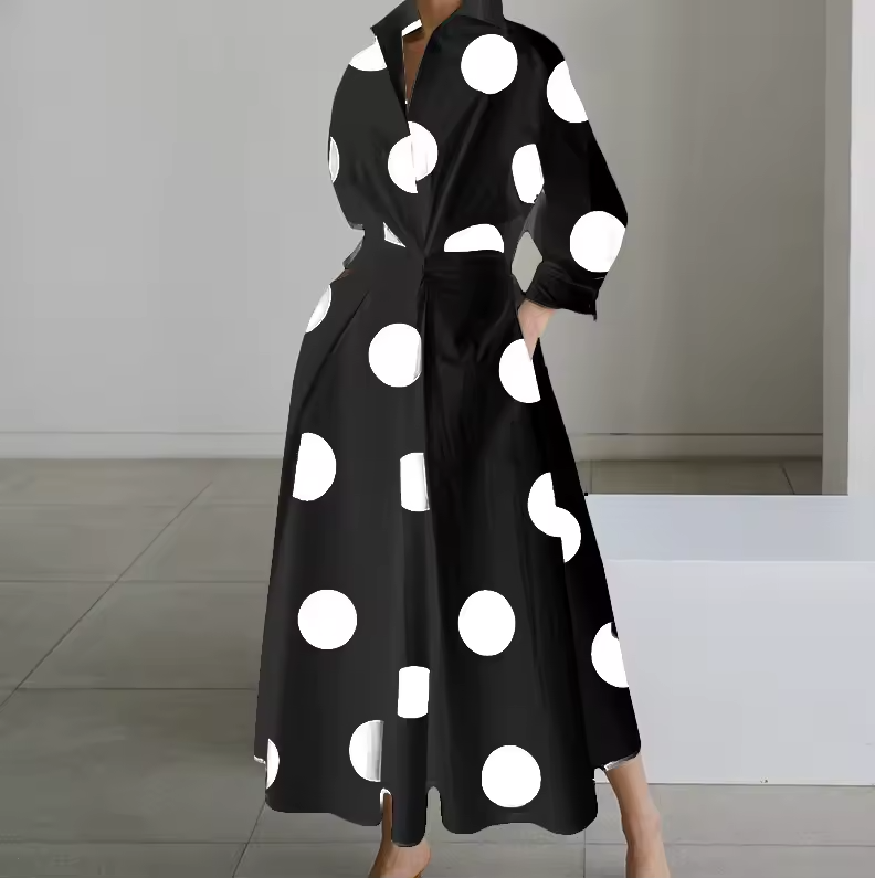 Estelle | Collared shirt maxi dress with cinched waist