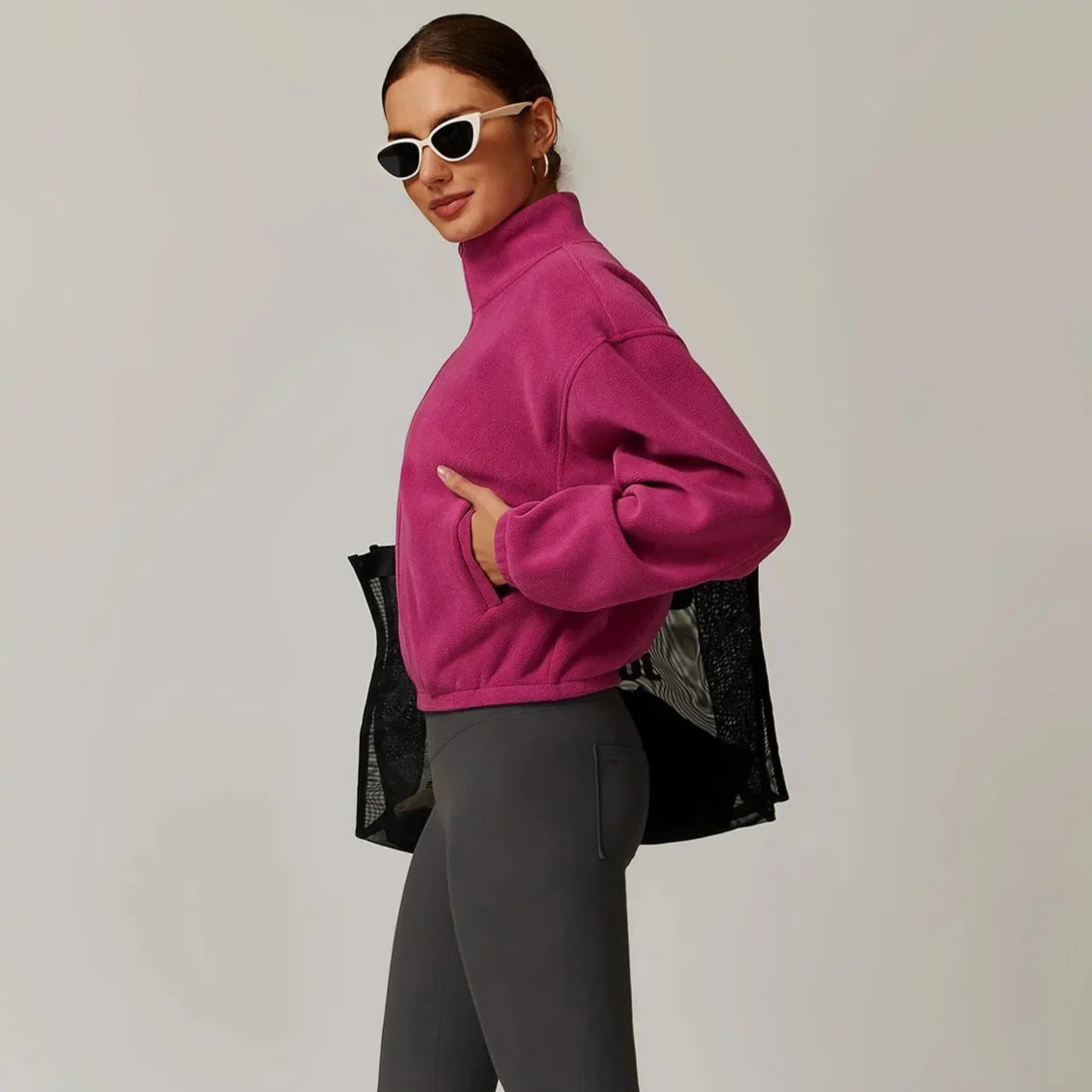 Belan | Women’s fleece jacket with stand collar and full-zip closure