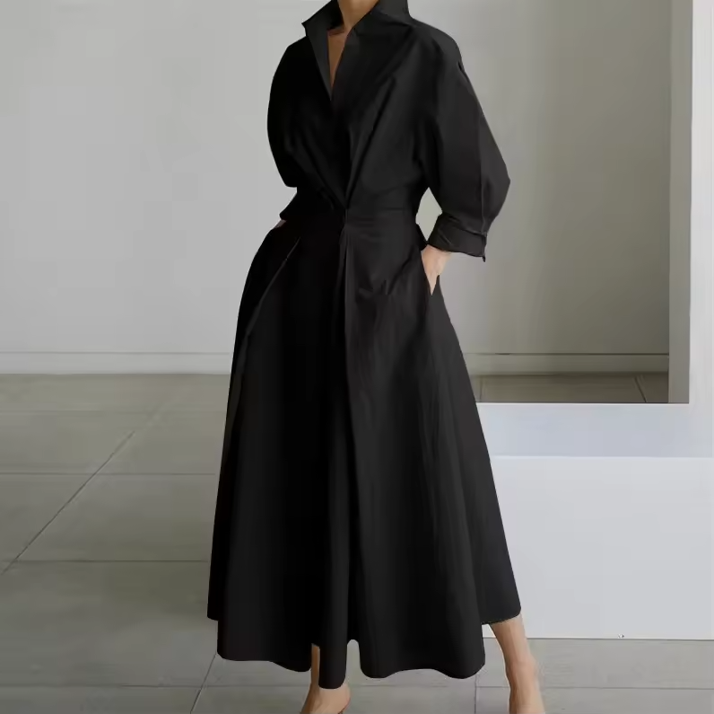 Estelle | Collared shirt maxi dress with cinched waist