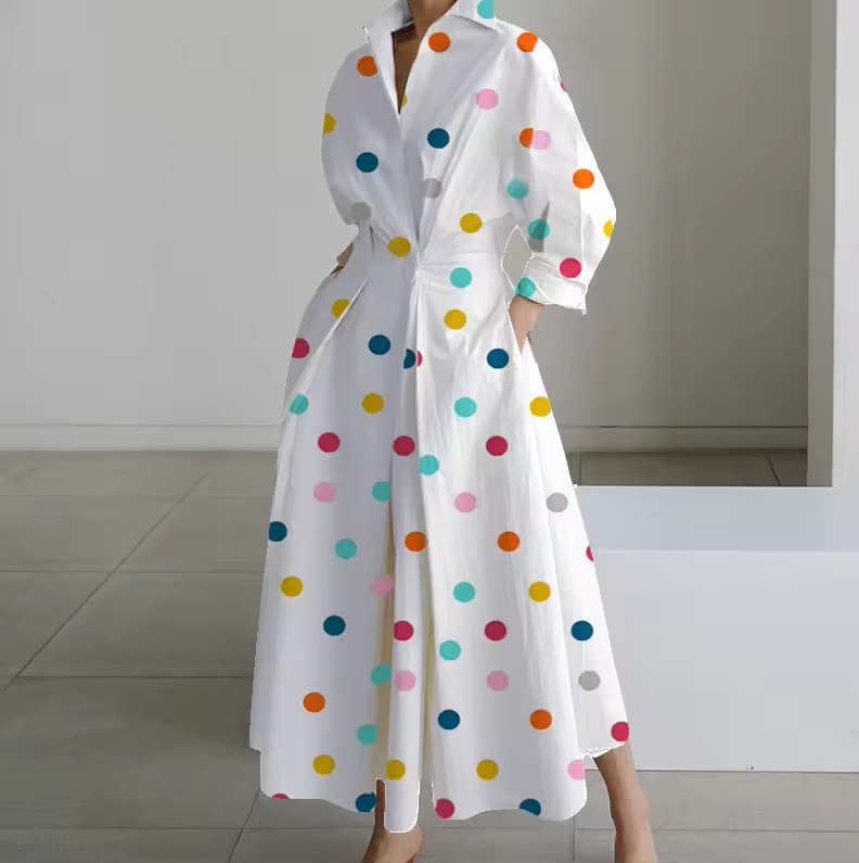 Estelle | Collared shirt maxi dress with cinched waist