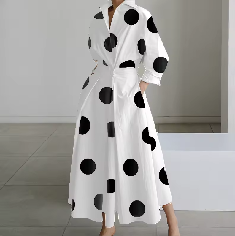 Estelle | Collared shirt maxi dress with cinched waist